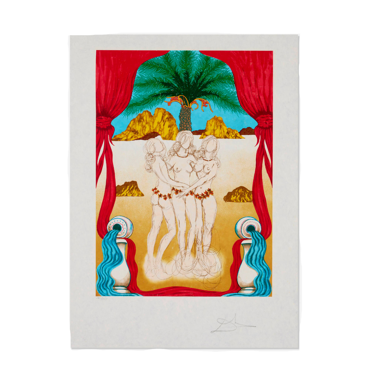 Salvador Dalí — The Three Graces of Hawaii (Tarot: Three of Cups), 1978